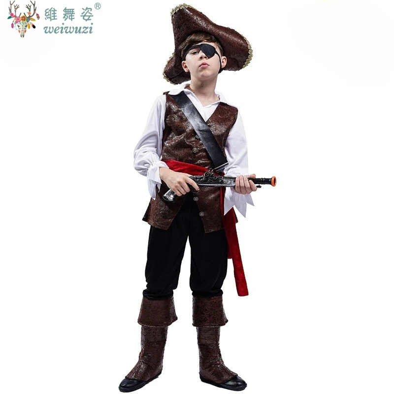 زي القراصنة للهالوين كابتن جاك سبارو بريم للأطفال الأولاد أزياء تنكرية رائعة لمرحلة الأداء زي حفلة الكرنفال