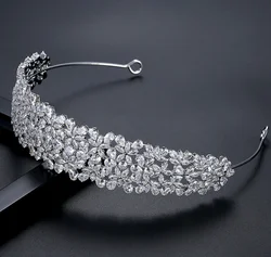 Cubic Zirconia Bridal Headbands Wedding Headdress Sliver Bride Tiaras Crowns For Women Girl Party Prom Hair Jewelry Hairbands