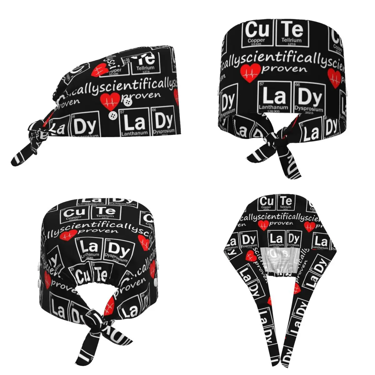 Elements Periodic Table Science Chemistry Chemical Scrub Hat Doctor Working Surgical Cap Men Women Adjustable Nursing Caps