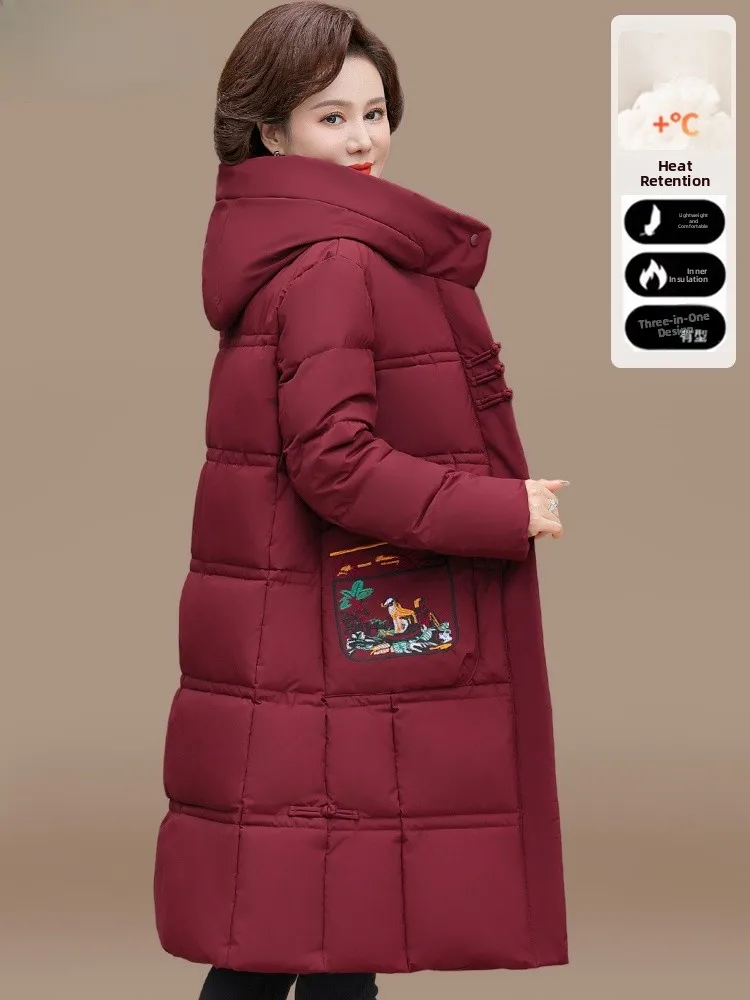 

Новая зимняя одежда 2024: Утепленное пальто средней длины для женщин среднего и старшего возраста, осенне-зимняя коллекция.