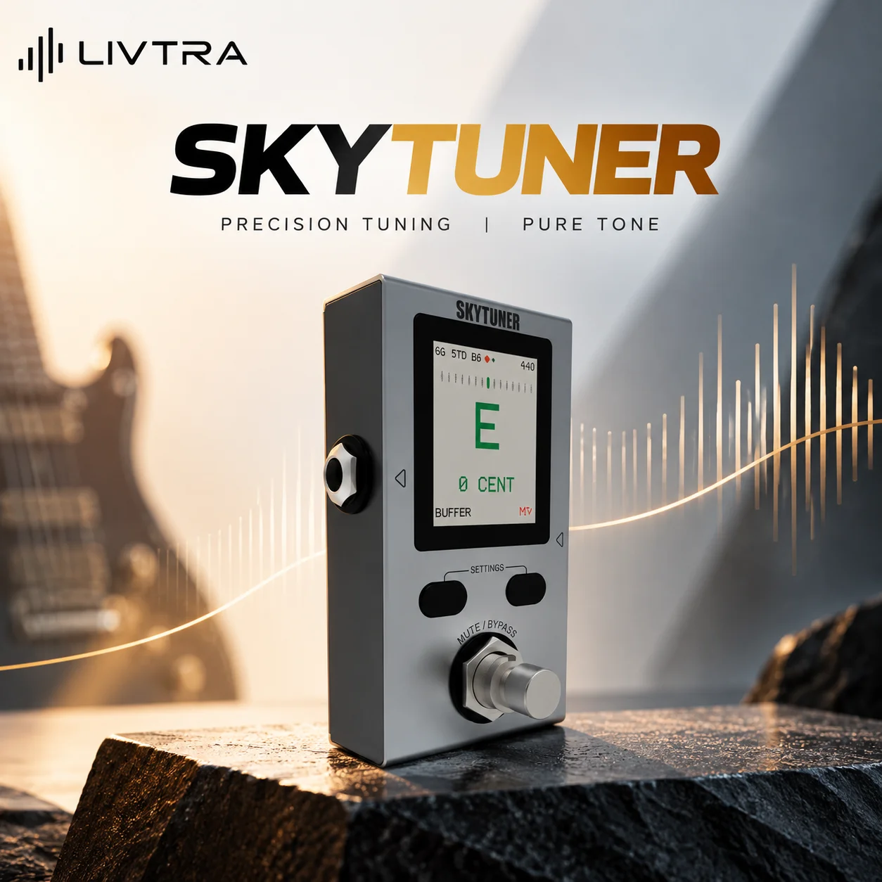 Hot Livtra Skytuner Rechargeable Polyphonic Tuner Lcd Display For Guitar Bass Professional Musical Instrument Performance