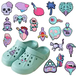 New Arrival 1-19pcs Mouth Skull Brain Cat Shoe Charms for Sandals Scary PVC Boys Girls Shoes Button Accessories