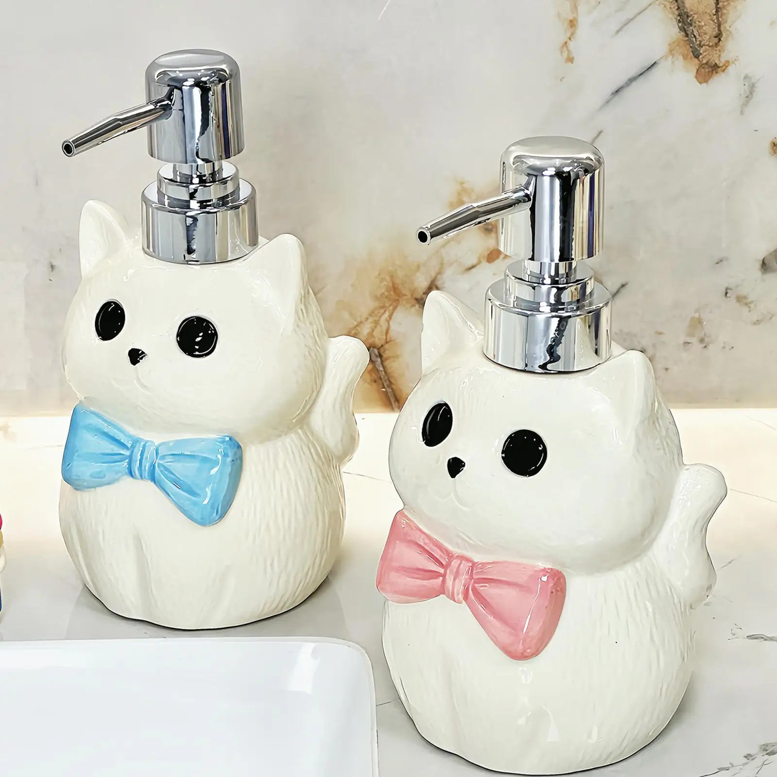 

Lotion Dispenser Ceramic Soap Bottle Liquid Refillable Pump for Bathroom Washroom Shower and Hotel Countertop