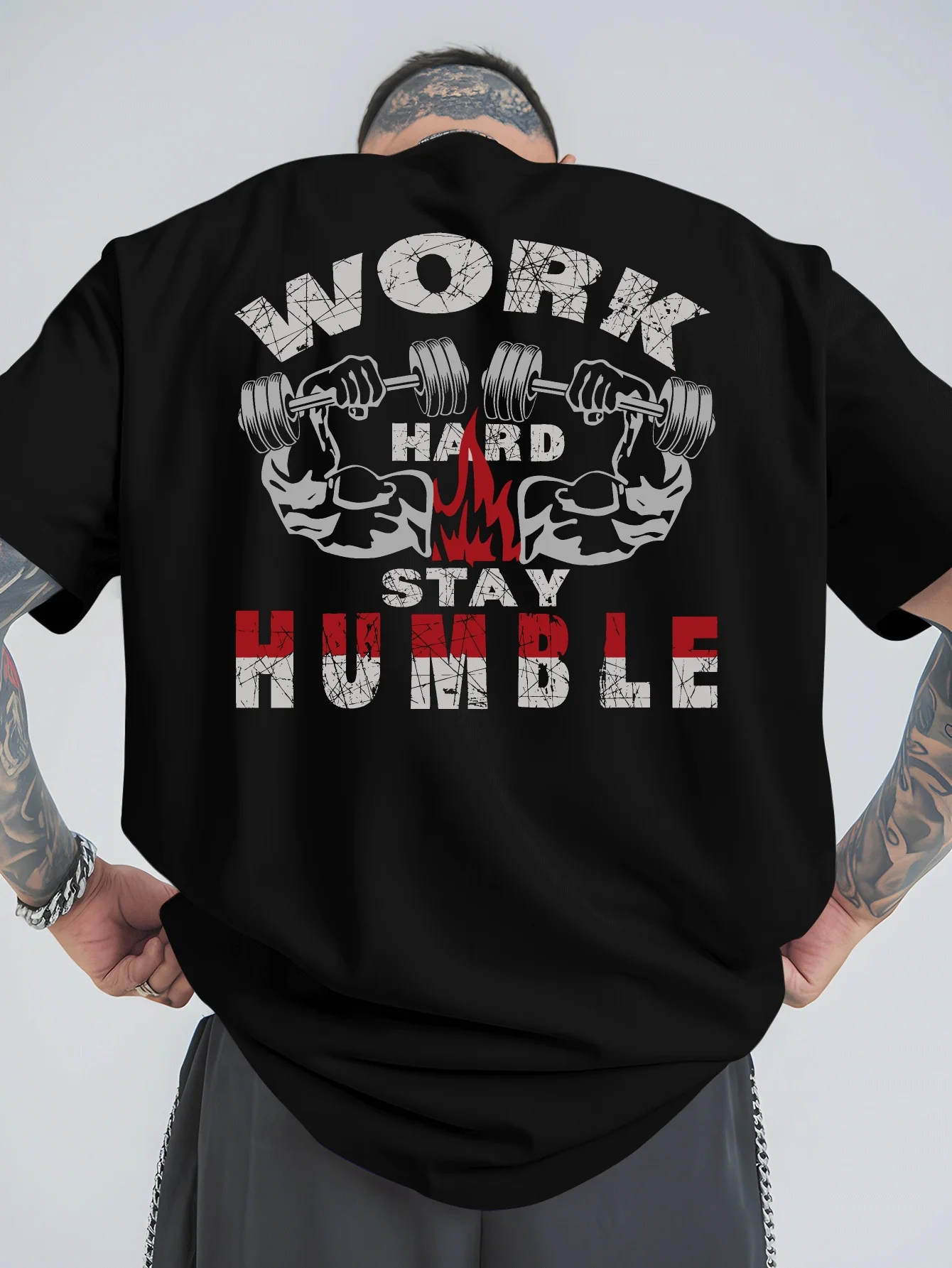 Work Hard Stay Humble Print T-Shirt Summer Men's Tracksuit O-Neck Pullover Top Breathable Sportswear Harajuku Fashion Streetwear