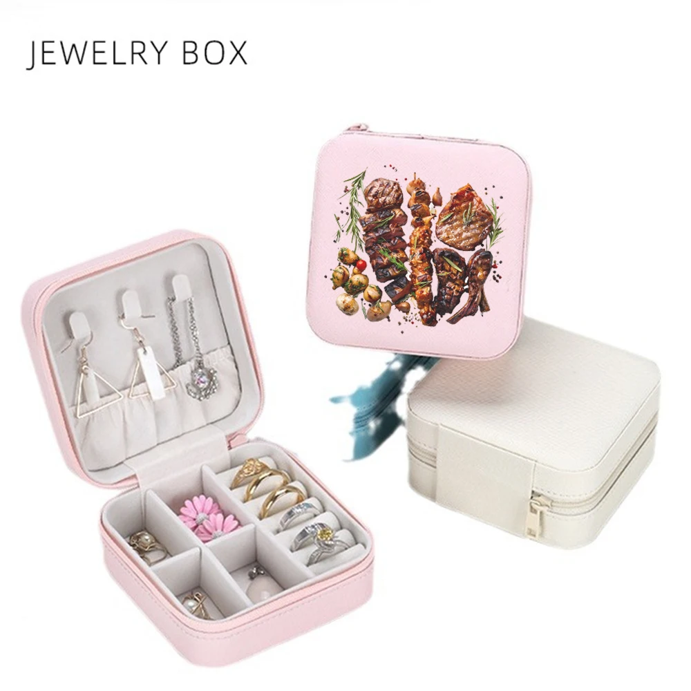 Pudełko na biżuterię Kolczyki Pierścionek Naszyjnik Organizer Przenośne Etui Podróżne na Biżuterię z Zamkiem Błyskawicznym