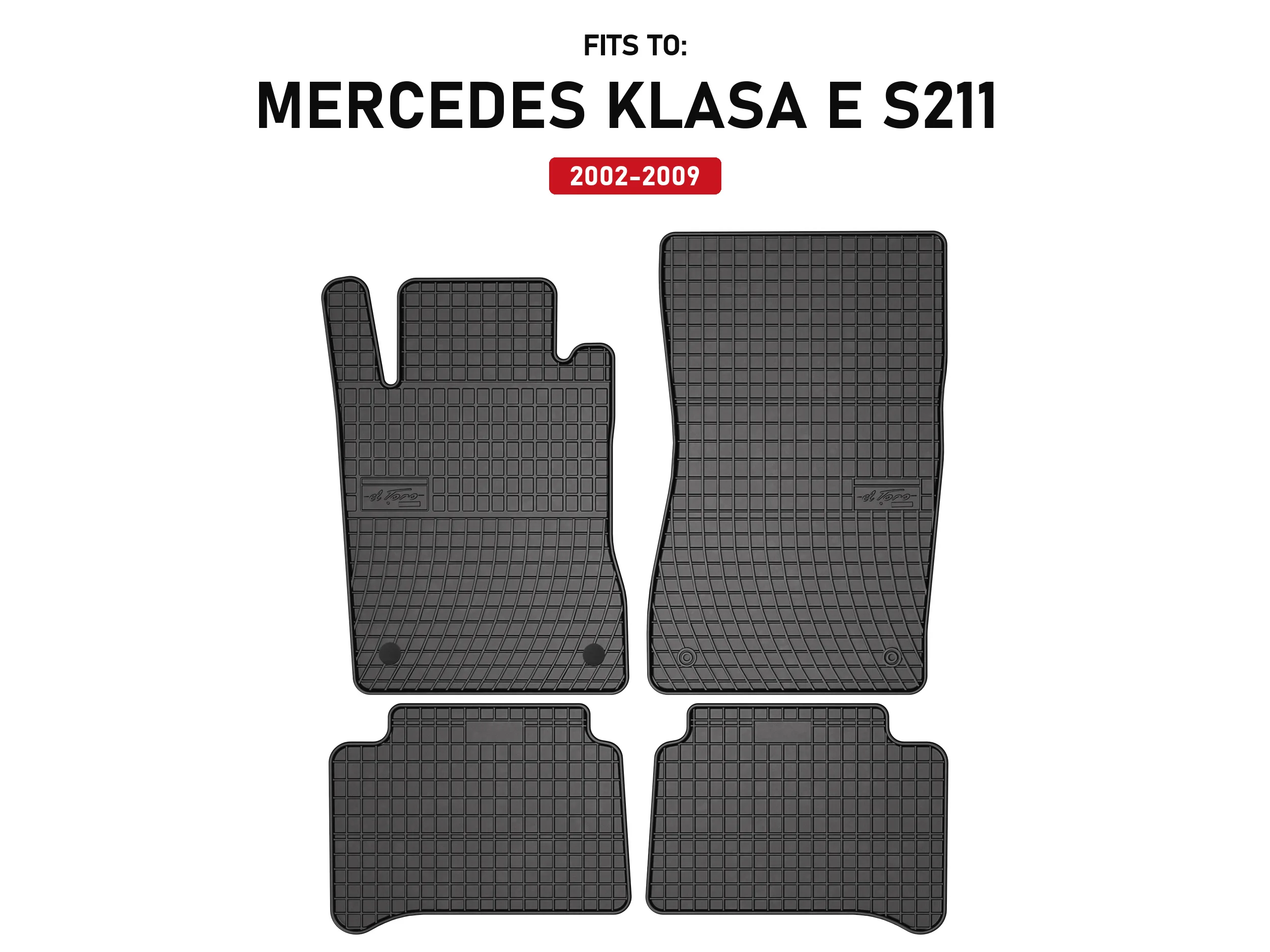 Zwarte rubberen automatten voor: Mercedes E-Klasse S211 2002-2009