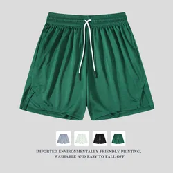 Summer Sports Shorts Men's Training Running Fitness Casual Short Solid Male Sport Pant Thin Breathable Basketball Pants Green