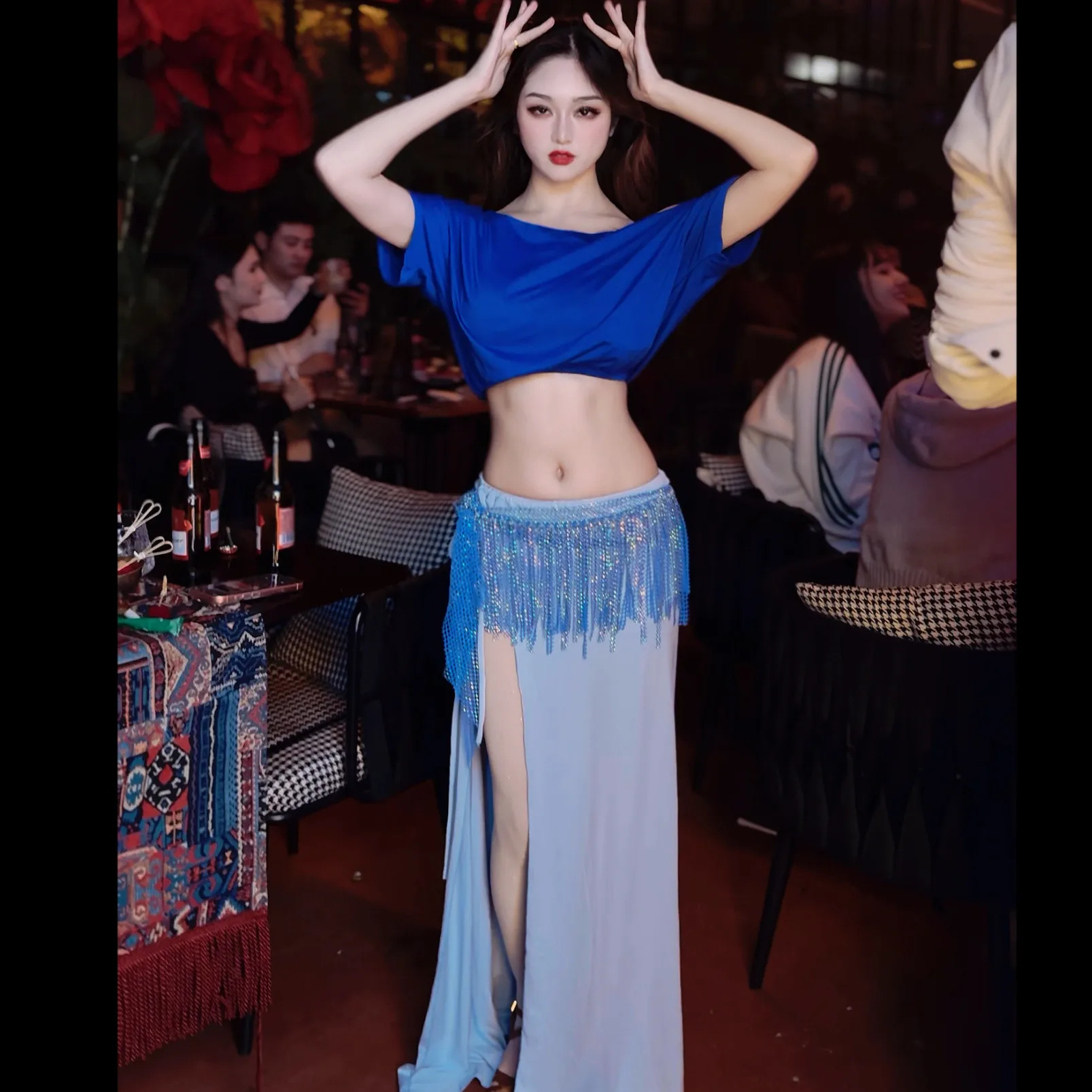 

2026 Women Belly Dance New Set Performance Costume Class Costumes Temperament Practice Clothes Sexy Slimming Training Clothing