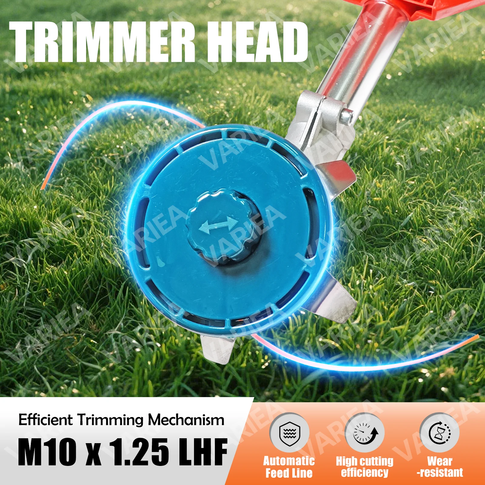 VARIEA- high-quality blue trimming head - M10*1.25LHF, compatible with most models, made of durable plastic, suitable for gasoli