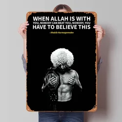 Khabib Nurmagomedov Sign Boxing Poster Vintage Metal Plate Retro Metal Tin Sign for Bedroom Garage Man Cave Wall Decoration Art