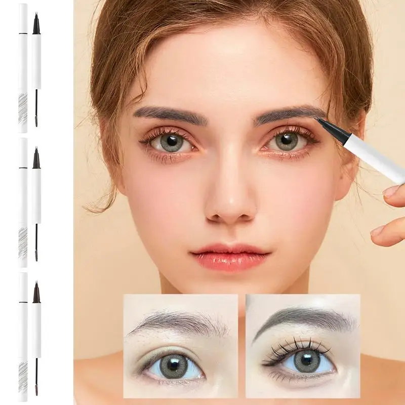 2-in-1 wenkbrauwpotlood met gel Waterdichte wenkbrauwpen 3D-wenkbrauwpotlood Make-upbenodigdheden met twee uiteinden Langdurige schoonheidsverzorging