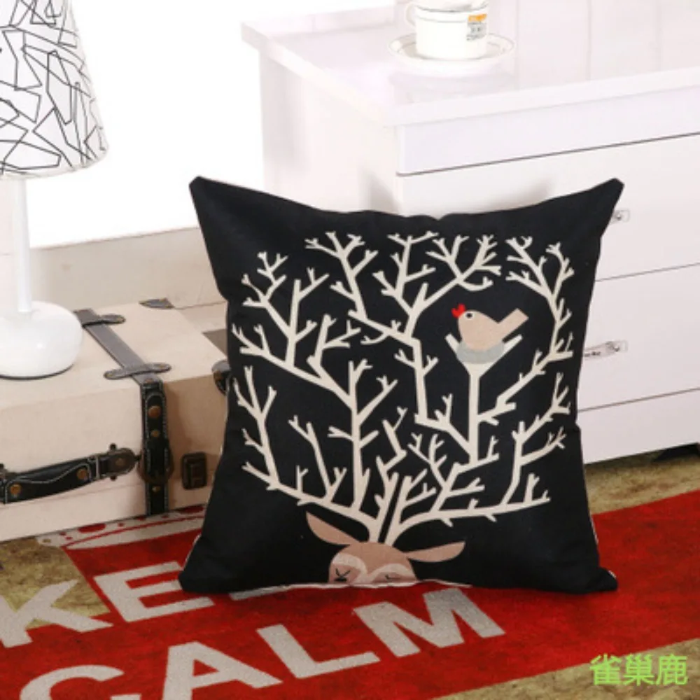 CIFbuy Luxury Deer Head Lumbar Pillow Case Cushion Cover Home Textiles Decorative Throw Pillows Chair Seat Supplies