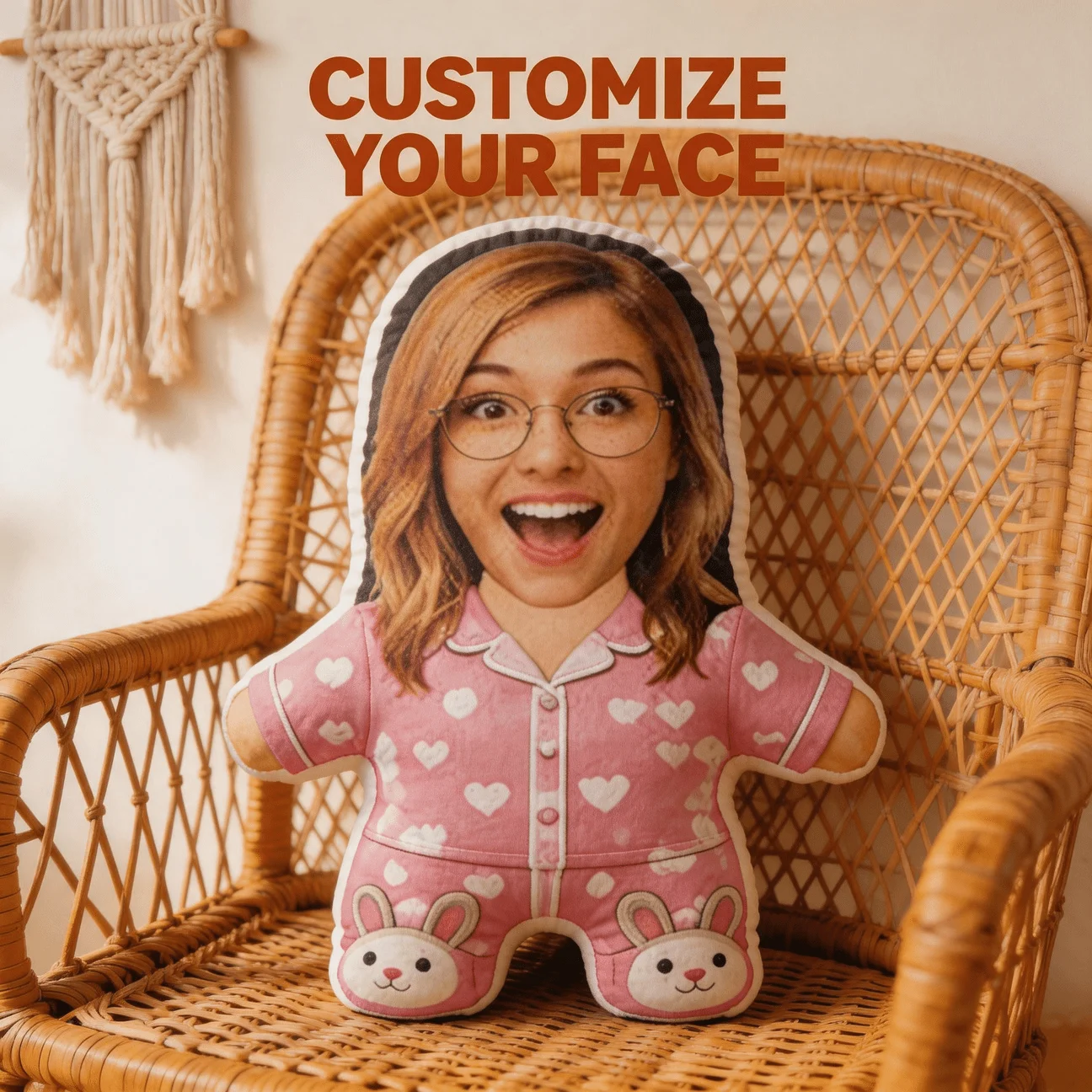 Customized Photo Cowboy Character Pillow, Personalized Facial Decoration Cushion, Double-sided Print, 60cm Large Decorative
