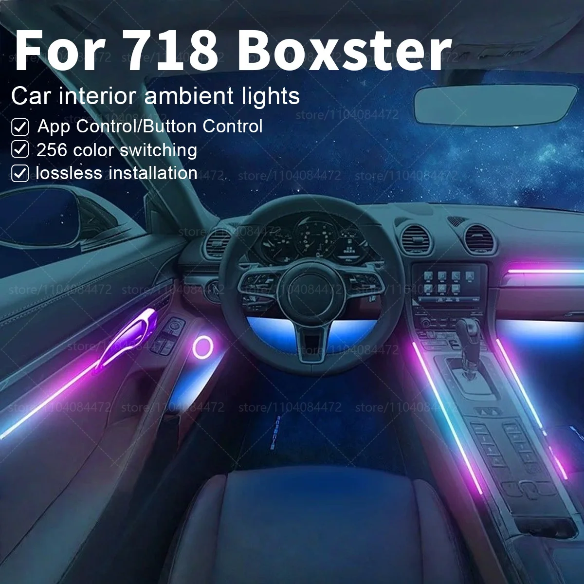 

For Porsche 718 Boxster 22in1 RGB Car Interior Acrylic Car Ambient Lights RGB Hidden Acrylic Strip Decoration Accessories