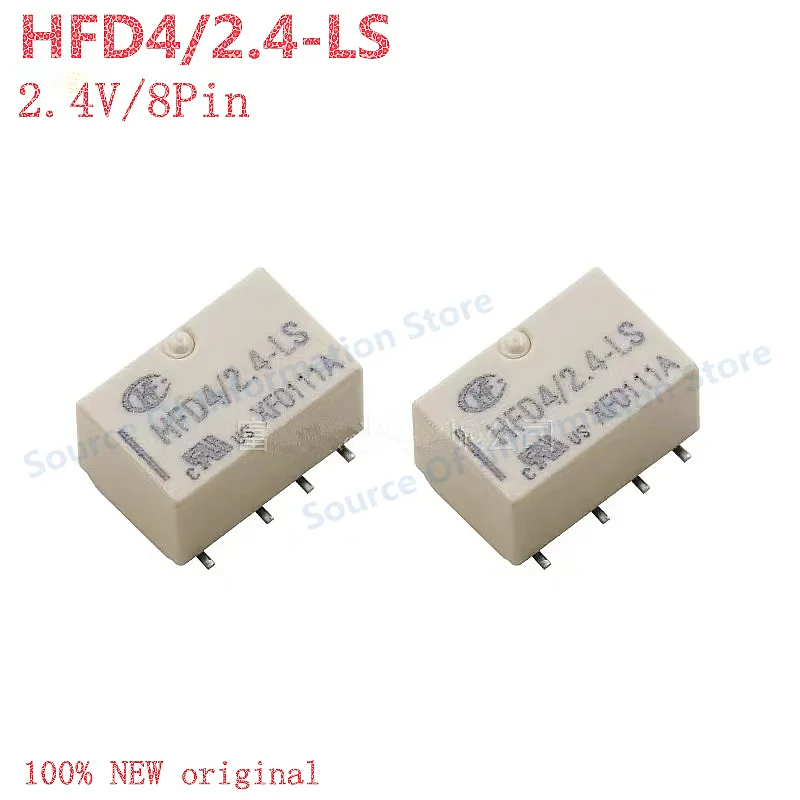 5 szt. Miniaturowy przekaźnik sygnałowy HFD4/2.4-LSR 2.4V 8-pinowy, pojedyncza cewka, utrzymywanie magnetyczne