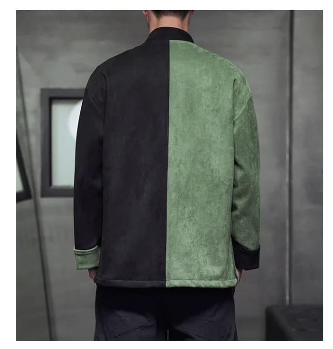 Autumn and Winter Jacket for Men Chinese Dragon Embroidery Tang Suit Coat Suede Chinese-style Patchwork Jackets