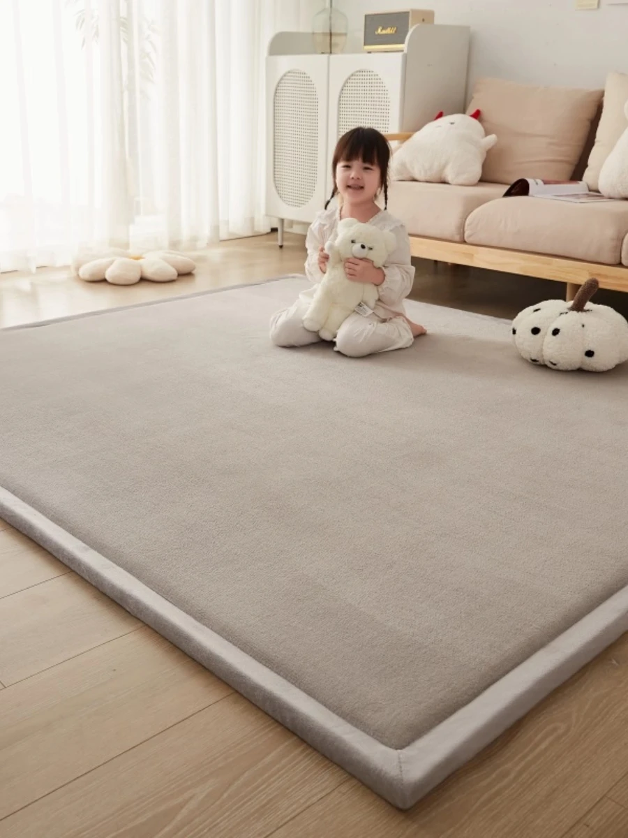 

Утолщенный ковер с защитой от скольжения для гостиной и спальни, современный, простой, прямоугольный, однотонный, настраиваемый, из домашней ткани