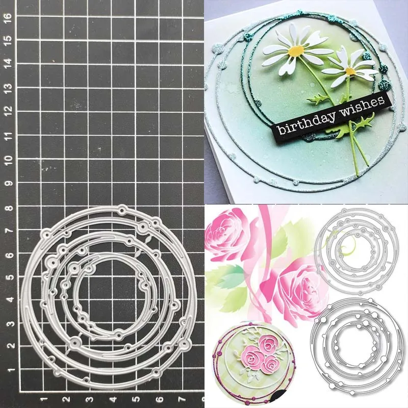 

Spotty Line Circle Nesting Frame Metal Cutting Dies Stencil Scrapbook Album Stamp Paper Card Embossing Decor Craft Knife Mould