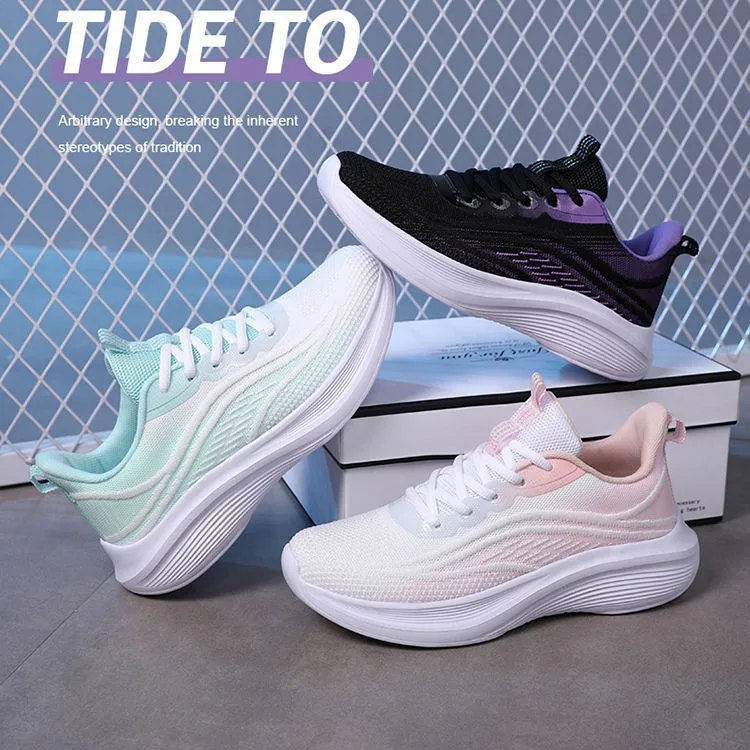 Women Flying Woven Sneakers Breathable Mesh Platform Casual Shoes Fashion Wedge Walking Shoes Ladies Daily Wear Sport Footwear