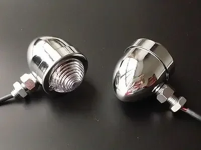 Chrome Metal  Bullet TURN SIGNAL Cruiser Chopper CB GS V-Star XS KZ Z1000 For Cafe Racer Rat Vintage Retro Old School