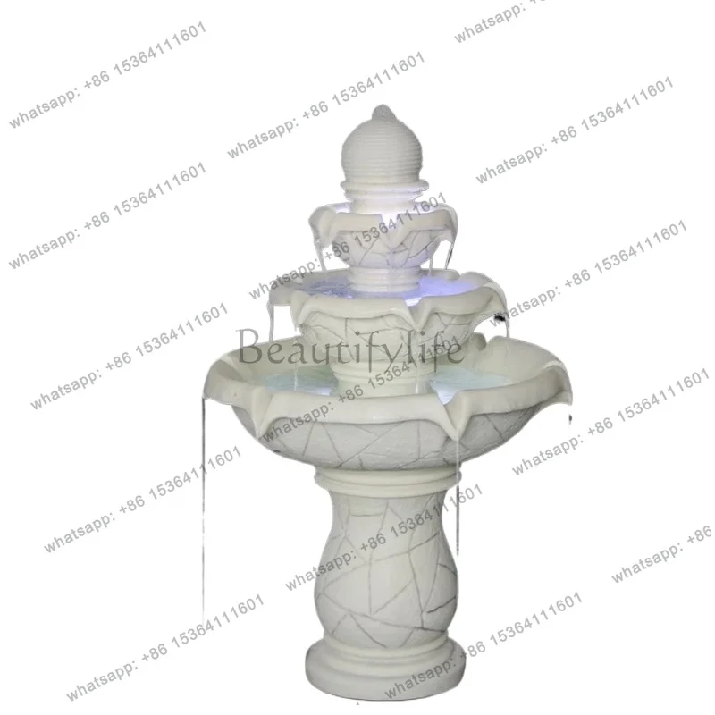 large floor-to-ceiling fish pond fountain flowing water three-layer water feature lucky feng shui wheel living room ornament