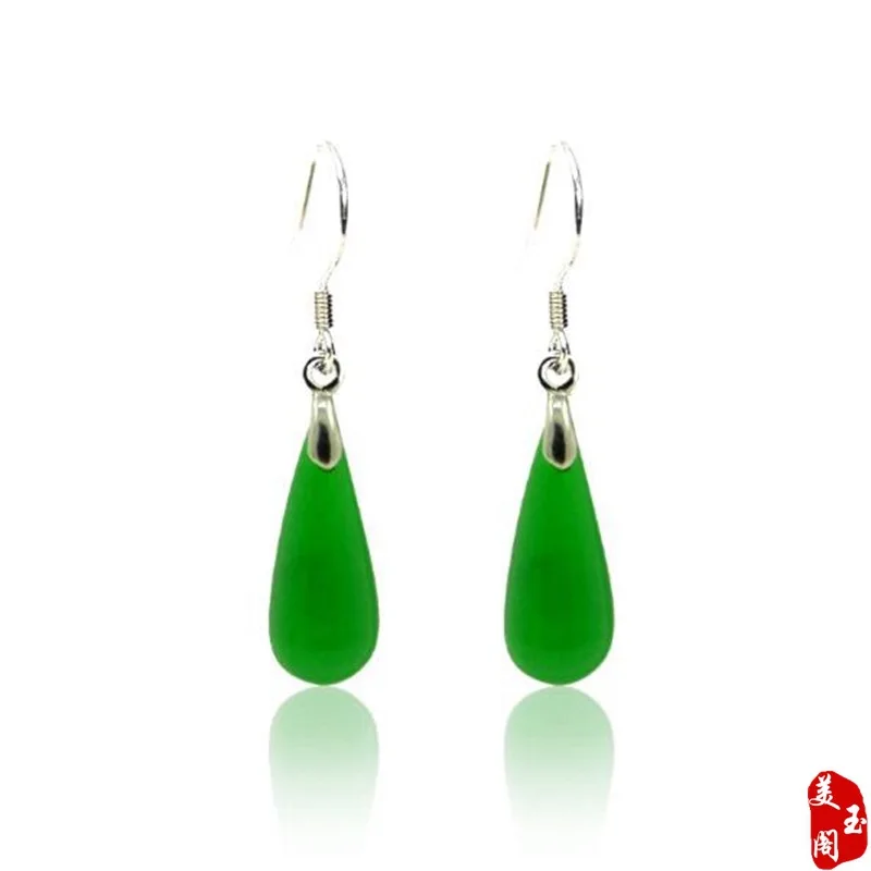 

Jasper Color Water Drop Earrings Emerald and Hetian Jade Color Earrings Earrings 925 Silver Niche Earrings Hypoallergenic