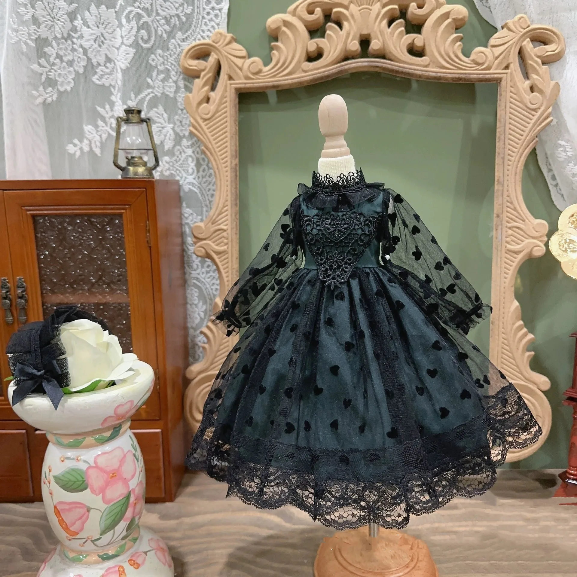 Dark green black gauze 1/4 1/6 BJD Dress Blythe Doll Clothes Free Shipping