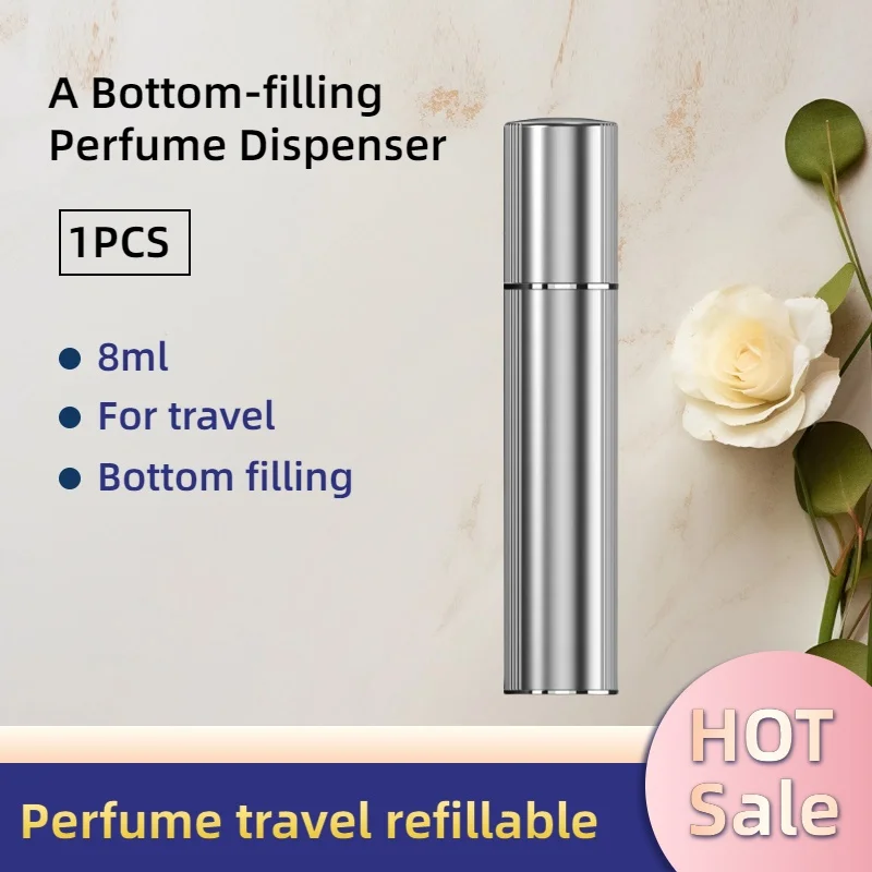 Portable perfume spray perfume empty bottle mini bottle perfume spray bottles 8ml 1PCS perfume atomizer（Silver）