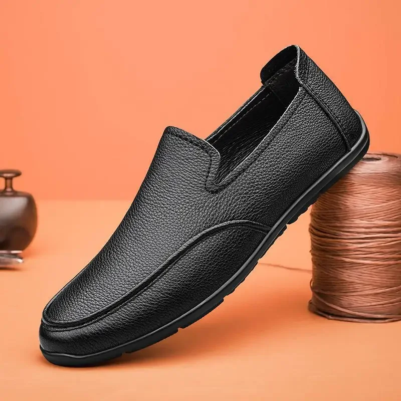 

Loafers Men's Shoes Summer Official Flagship Store Slip-on Casual Leather Shoes Men's Leather Soft Bottom