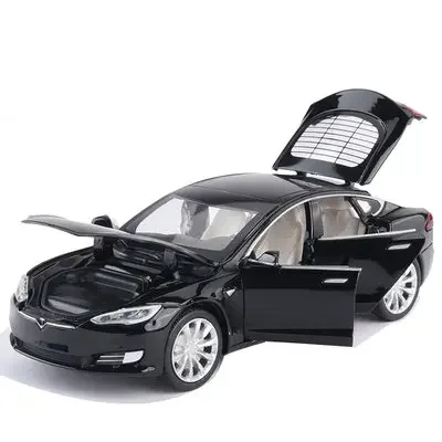 1:32 Tesla Model S Alloy Car Model Simulation Diecast Metal Toy Car Vehicles Model Collection Sound Light Childrens Gift