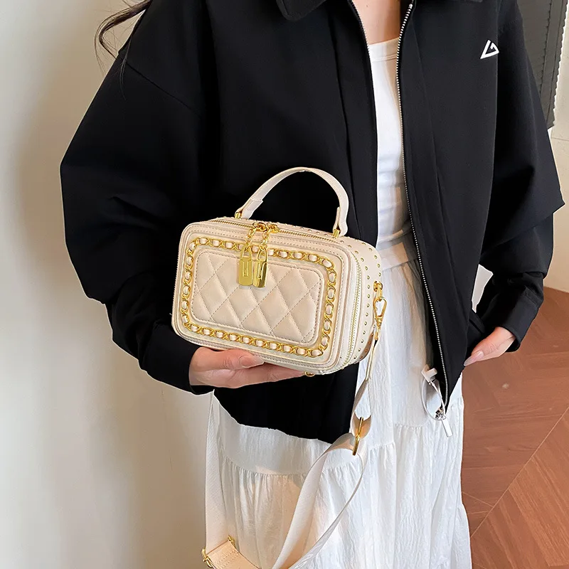 

‌2025 Spring Quilted Classic Flap Bag | Vintage Chunky Mini Square Purse for Women, Designer Crossbody & Shoulder