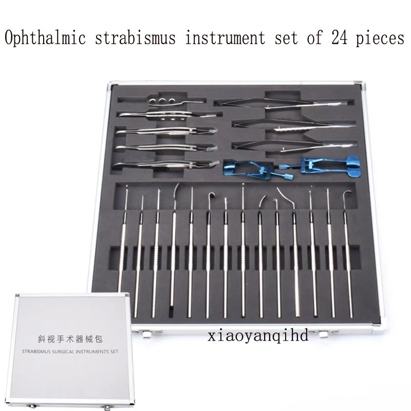 Oftálmica Microinstruments Estrabismo gancho instrumento, tesoura córnea, retrator, abridor de pálpebras, pinças, 24 pcs