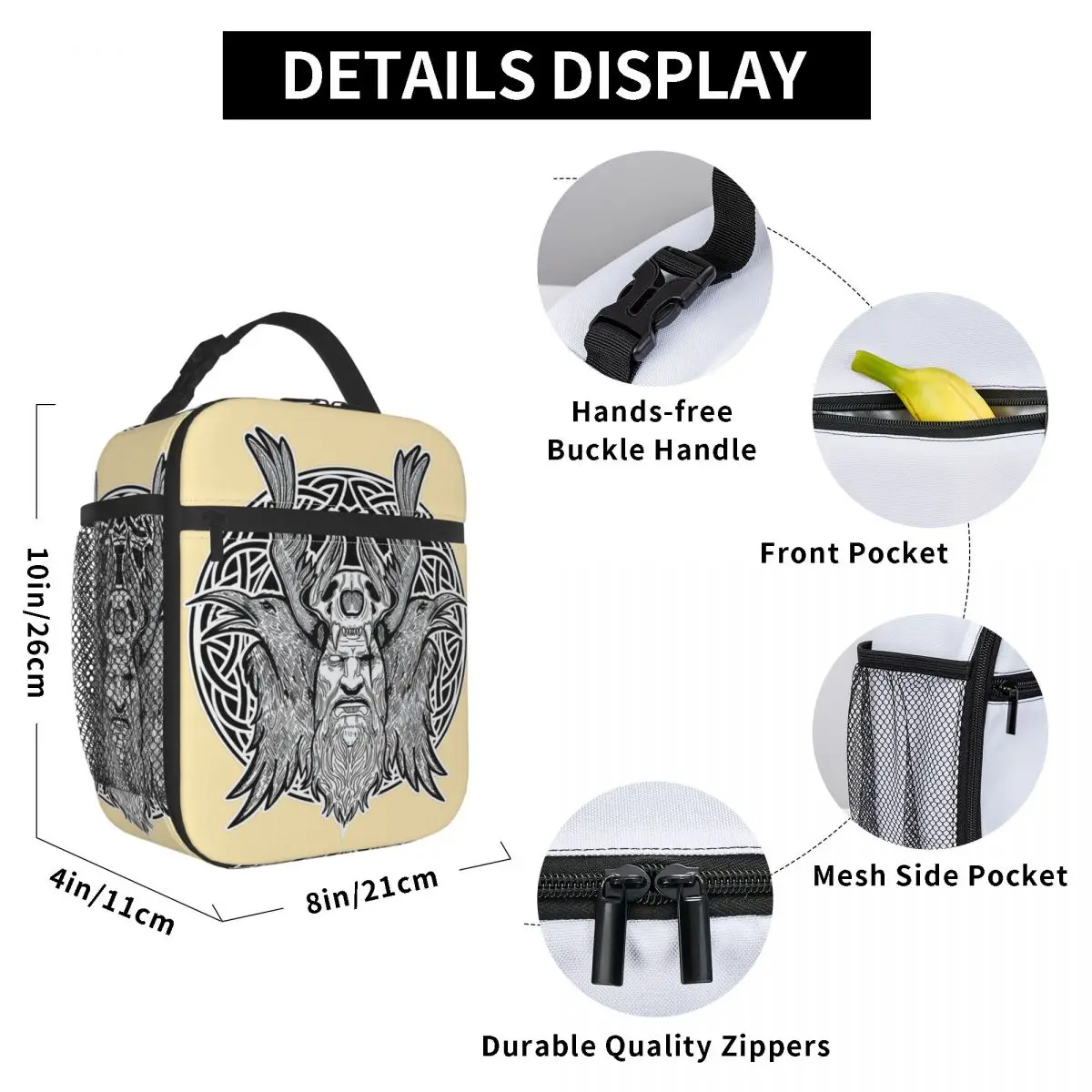 Odin Vikings Viking Legend Norse Mythology Rune Insulated Lunch Bag Women Office Cooler Thermal Food Box Tote Leakproof Lunch