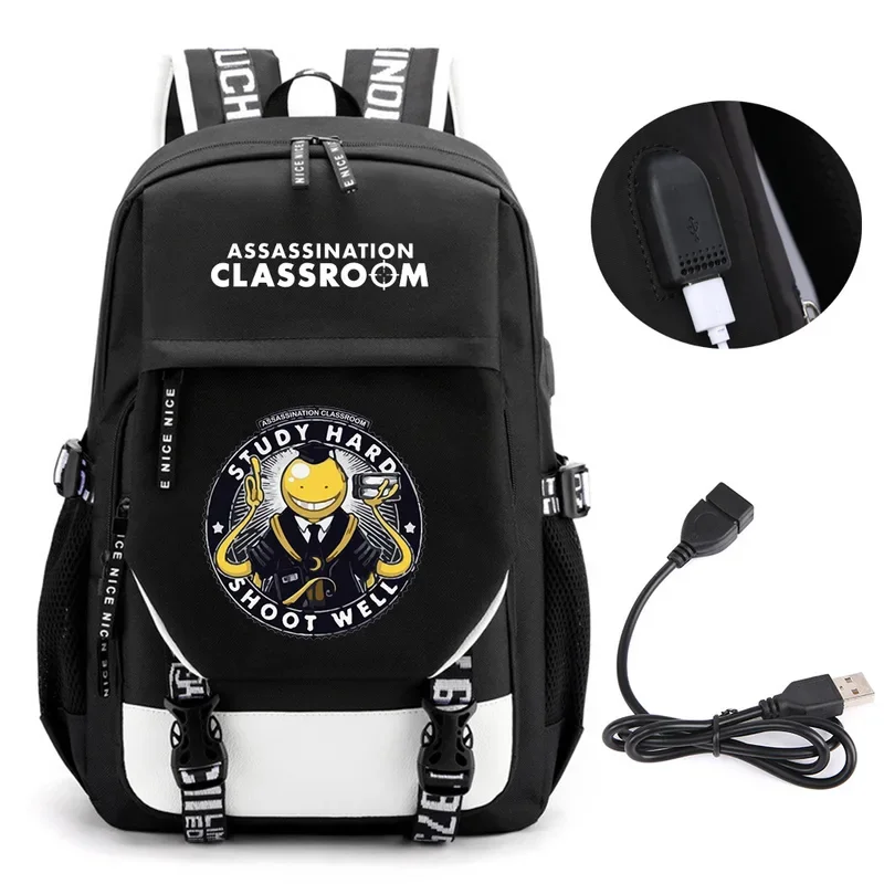 Anime Assassination Classroom Octupus Backpack School Book Bags Mochila Travel USB Port Bag Laptop Boy Girls Gift