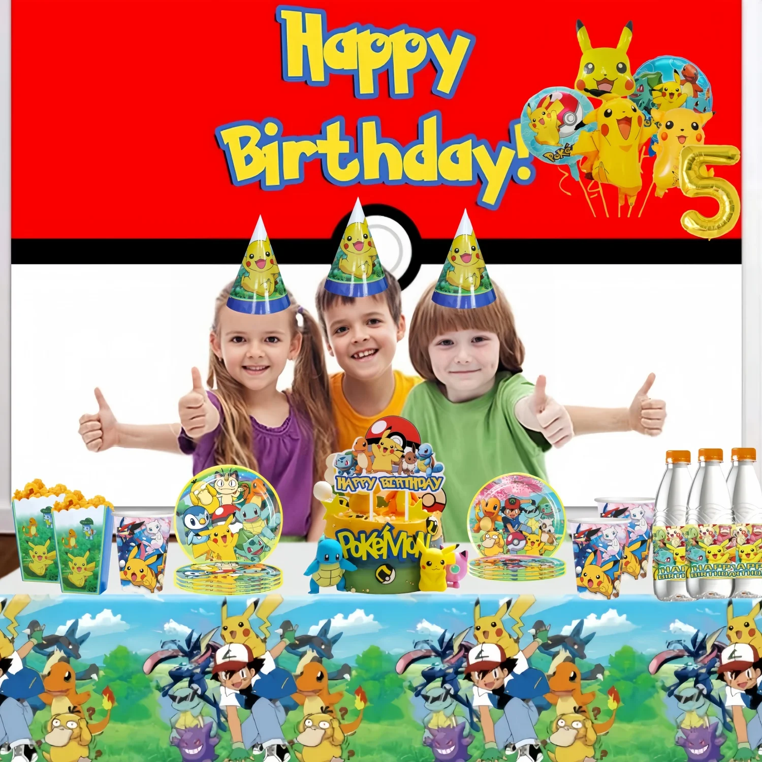 Pokemon Verjaardagsfeestje Decoraties Serviesgoed Tafelkleed Pikachu Cake Topper Baby Shower Kids Party Benodigdheden Speelgoed Voor Jongen