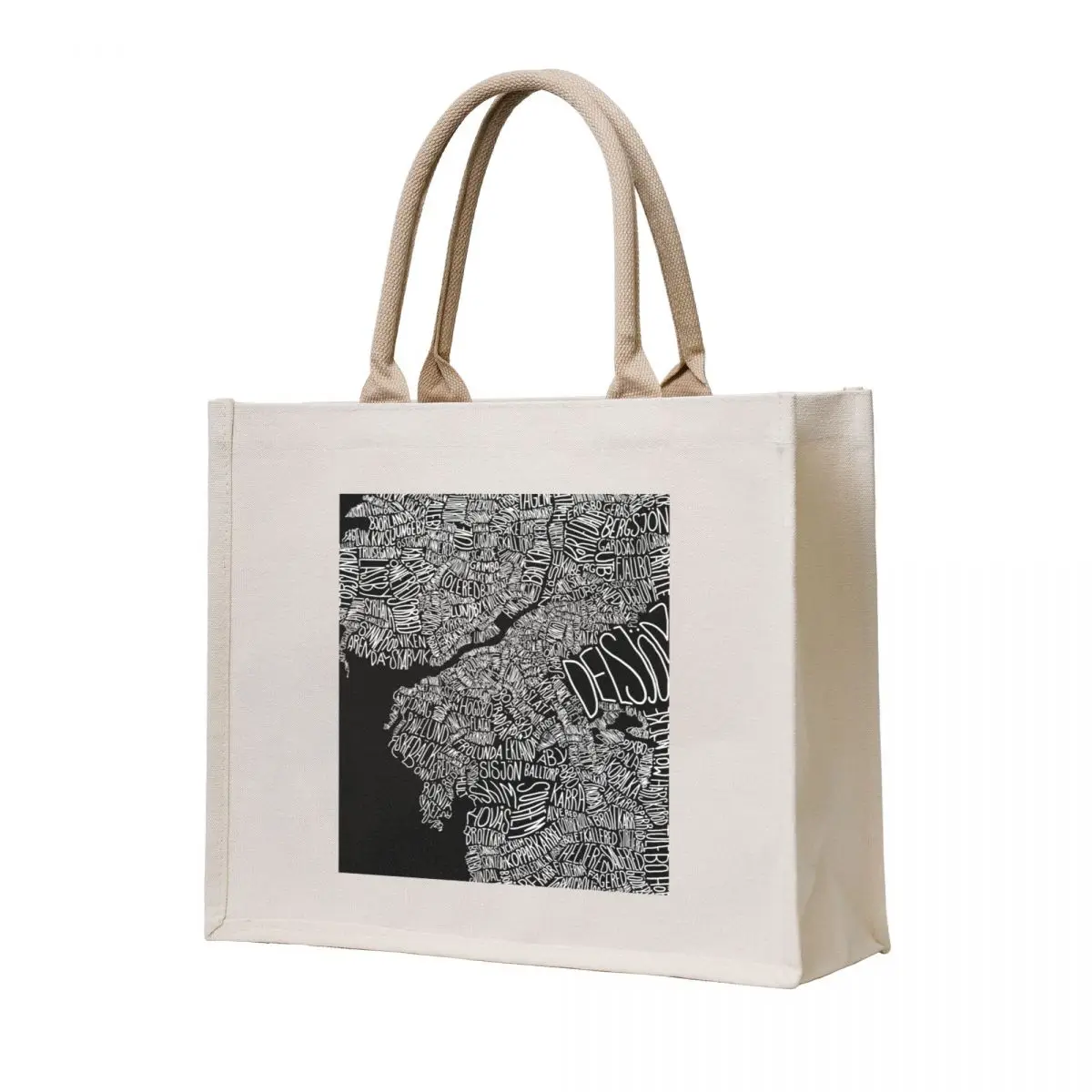 

Typographic Map of Gothenburg (Black) Tote Bag hand bags tote bags men personalized tote bag