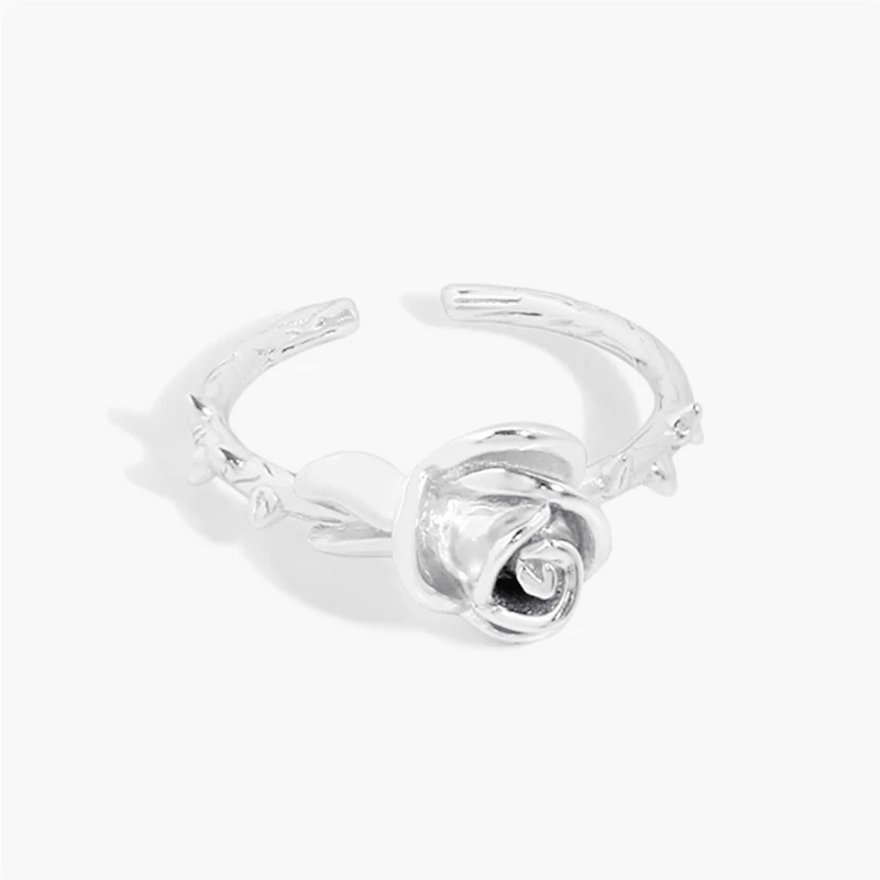 Sole Memory Romantic Sweet Mini Roses 925 Sterling Silver Fine Female Resizable Opening Rings RI973