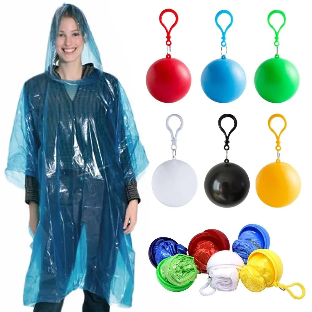 

Key Ring Ball Disposable Raincoat Convenient Travel 90X120cm Raincoat Ball Portable Poncho Unisex