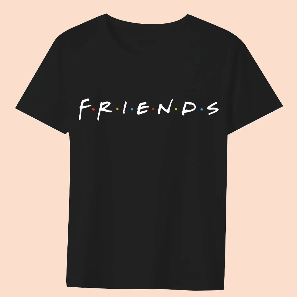 Short Sleeve T-Shirt Women Simple Casual Tops Tees Summer Fashion High Quality Black O-neck Tee Shirt Clothing friendship series