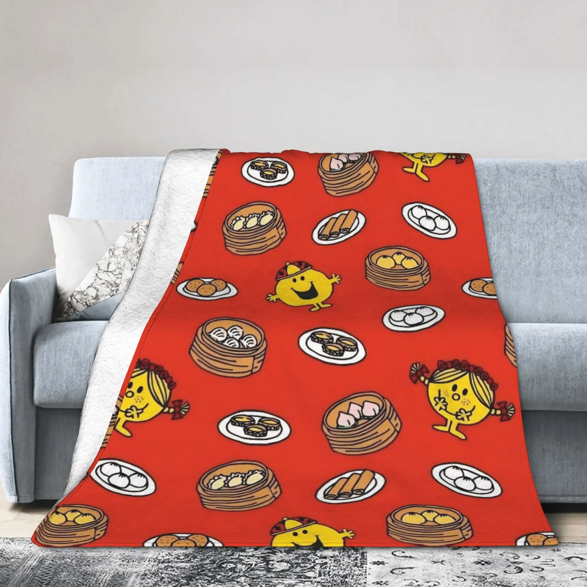 M-Mr M-Men L-Little M-Miss Foodies Blanket  Flannel Funny Soft Throw Blanket for Coverlet Textile Decor,