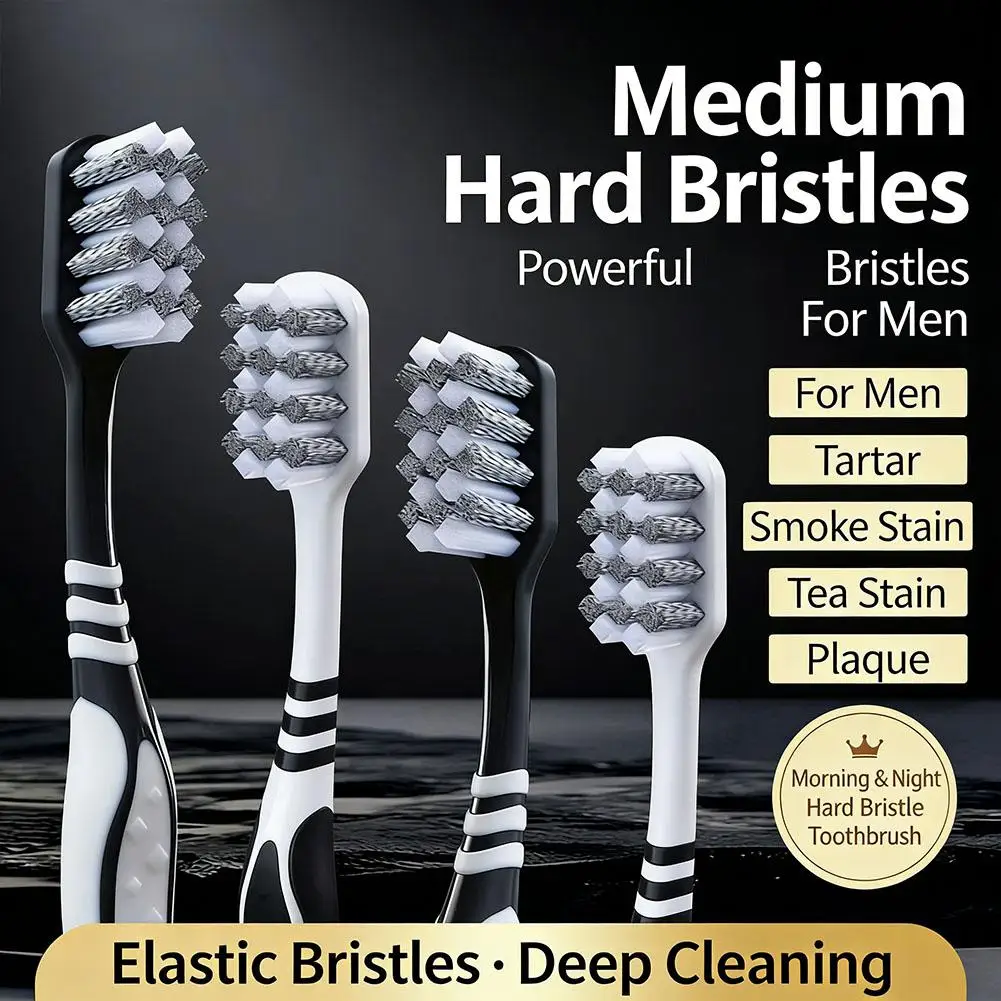 2PCS Hard Bristle Toothbrush Deep Cleaning Adult Dental Care Teeth Whitening Stain Removal Oral Care Toothbrush