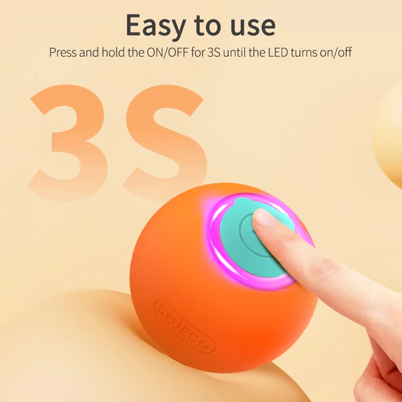 ROJECO Smart Cat Toys Automatic Rolling Ball Interactive Cat Ball Electric Moving Ball For Indoor Cats Jumping Balls For Dog Pet