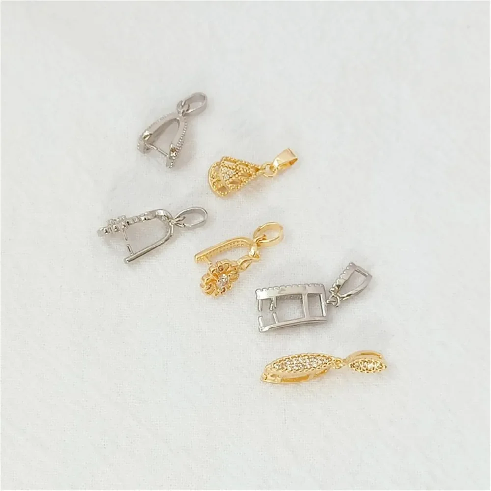 

14K Gold-plated Micro-inlaid Zircon Sunflower Seed Clasp, Safety Clasp, Hand-made DIY Bracelet Pendant, Link Clasp