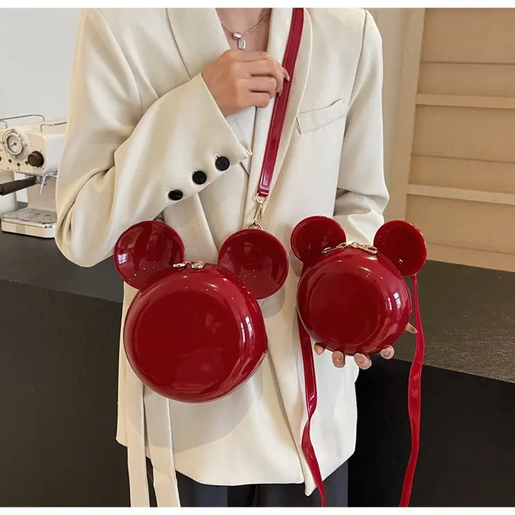 Disney Mickey Mouse Women handbag Minnie Crossbody Bag Shoulder Diagonal Bag Casual Fashion Girl PU Round Bag Birthday Gifts