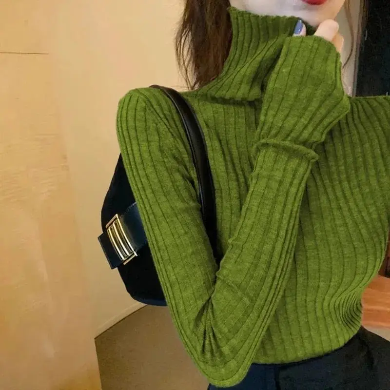 Chic Autumn Winter Sweater Women Pullovers Long Sleeve Casual Turtleneck Warm Basic Sweater Knit Jumpers Top