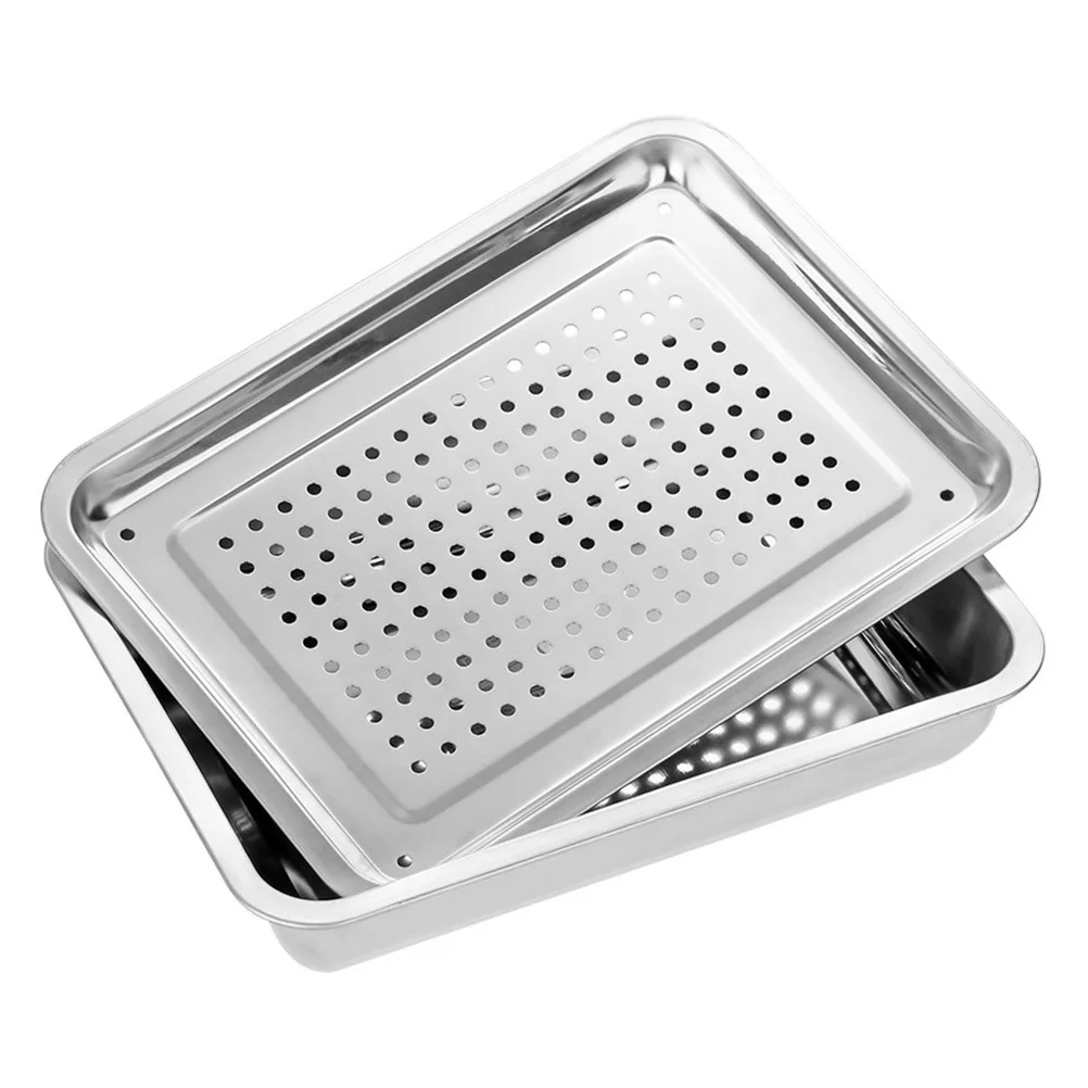 

Прямоугольный поднос из нержавеющей стали, утолщенный многофункциональный кухонный сливной поддон, поддон для еды, устойчивый к ржавчине