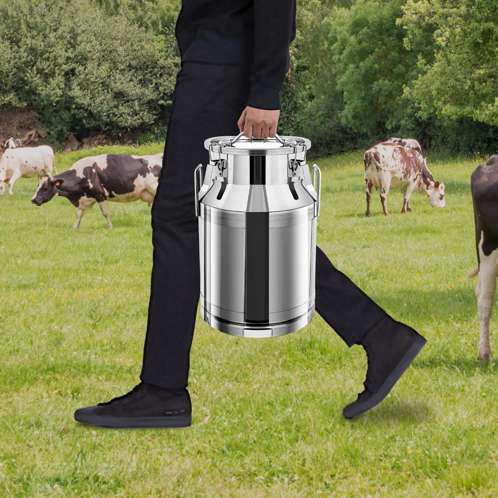 

30L/8gal stainless steel milk sealed bucket With handle wine barrel Grain bucket Food storage bucket ice bucket