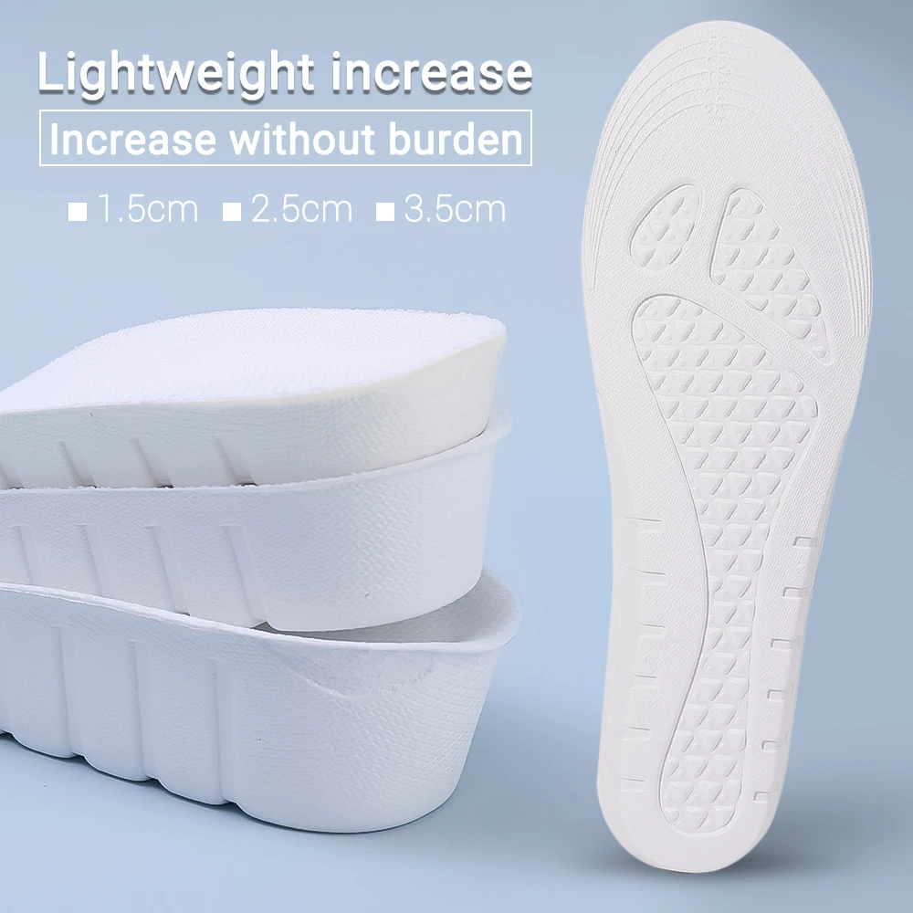 White Invisible Height Increase Insoles EVA Soft Light Shoes Sole Pad for Men Women Heel Lift Feet Care Arch Support Insoles