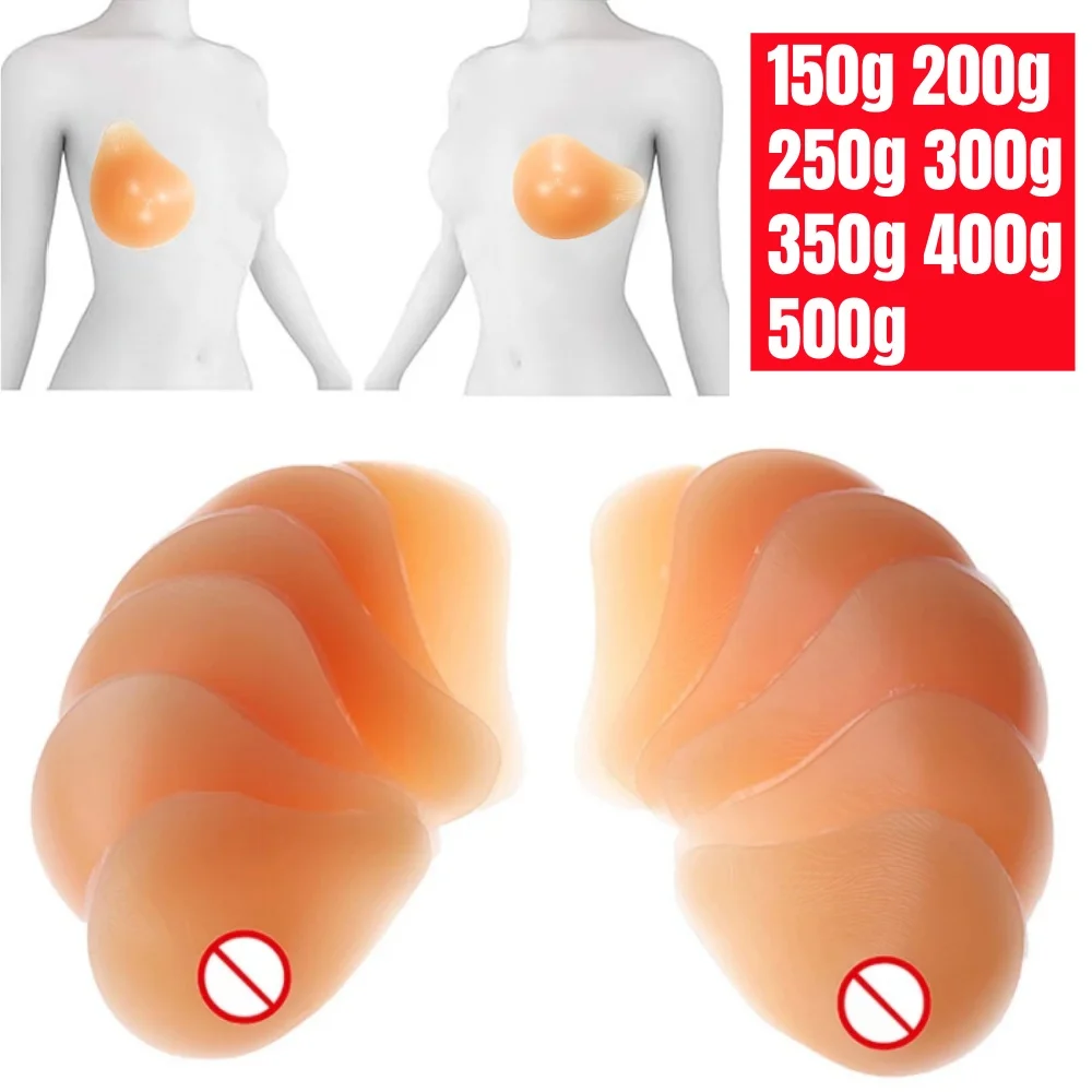 

1Pc Silicone False Breast Fake False Breast Prosthesis Super Soft Silicone Gel Pad Supports Artificial Spiral For Women
