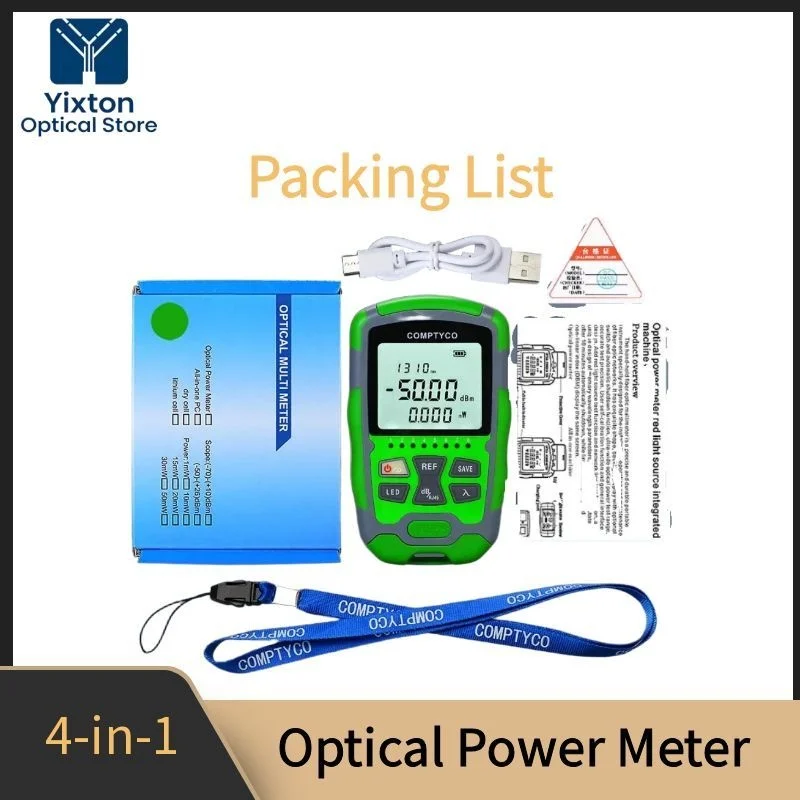 Optical Power Meter Mini 4 in 1 -70~+10 Rechargeable Fiber Tester  VFL Rj45 Network Testing LED Lighting 30mw  OPM  FTTH